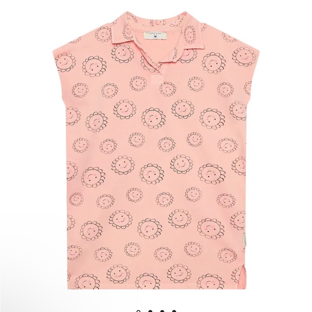 WEEKEND HOUSE 
Organic Cotton Flower Polo Dress | Pale pink